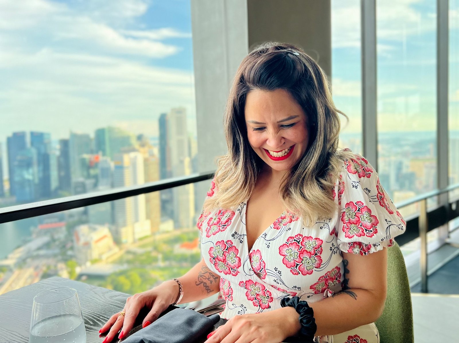 Pam overlooking the Singapore skyline